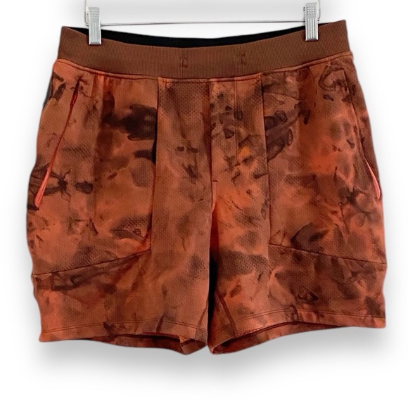 Lululemon Textured Tech Short 7" Diamond Dye Warm Coral Seared Grey Orange Large - Picture 2 of 11